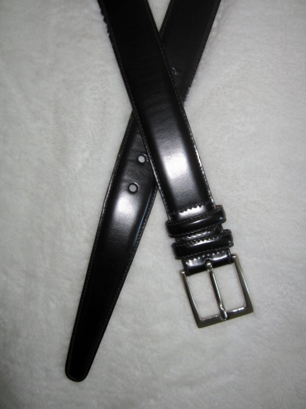 TRAFALGAR Black Leather Belt Made in USA Italian Solid Brass Buckle Men's 36 - Picture 3 of 8
